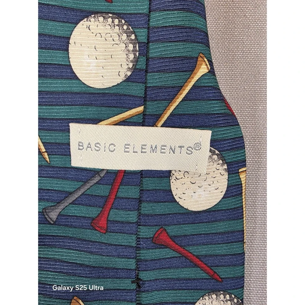 Mens 100% Silk Necktie Golf Balls Tees Sports Country Club Golfer Office Vintage
